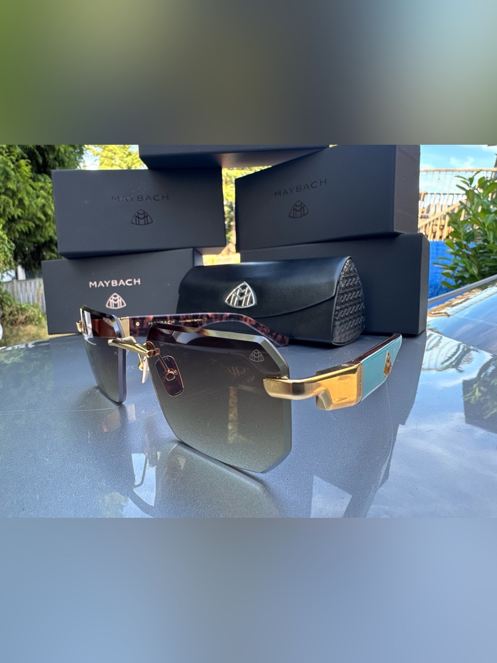 Men’s Designer Sunglasses - Gradient Gray Lenses with Gold Accents